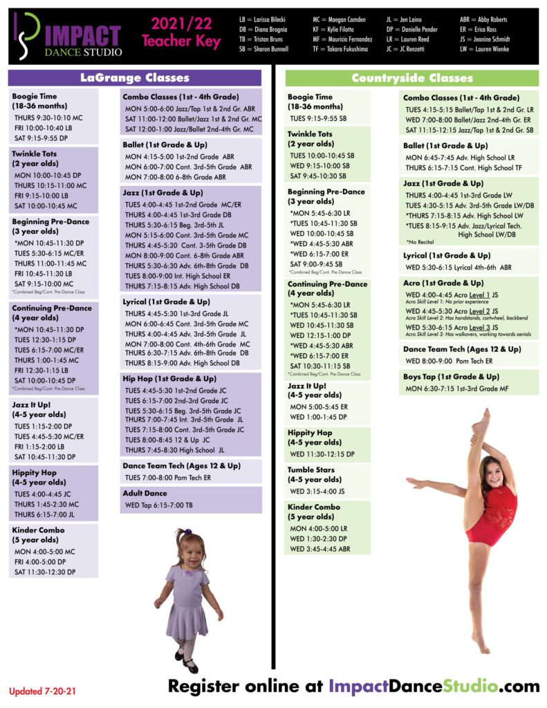 Kids's Dance Studio, Dance Studio for Children, Dance Classes - Fall Class Schedule 2021 no